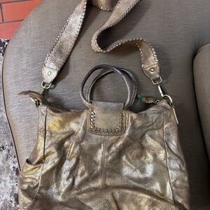 HOBO Metallic Leather Tote Bag
